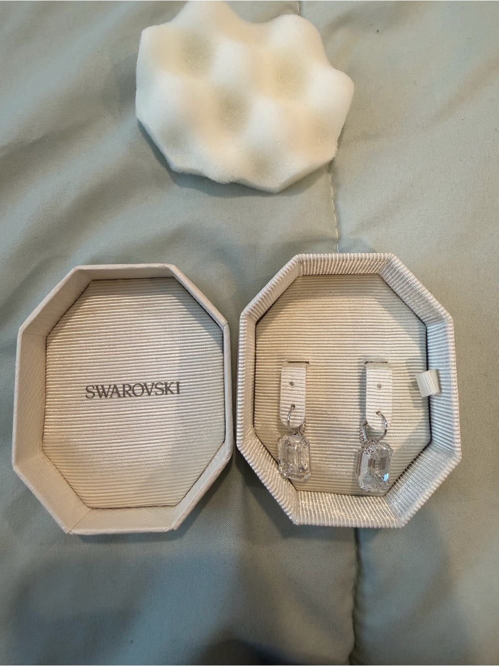 Swarovski Clear Crystal Rectangular Drop Earrings